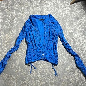 Zara floral blue adjustable blouse